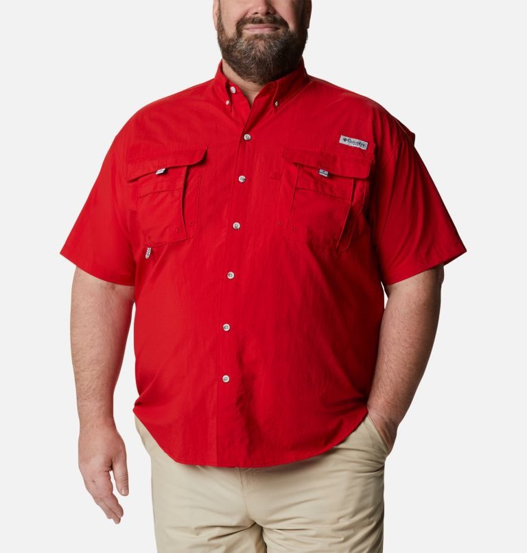 Men\'s Columbia PFG Bahama II Short Sleeve Shirts Red | Plus Size CA-H8540